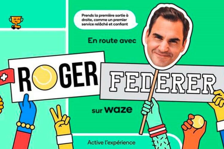 Waze guide les automobilistes avec Roger Federer